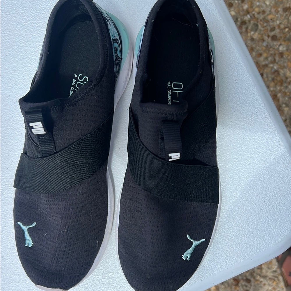 Puma Black and Light Blue Slip-On Shoes
